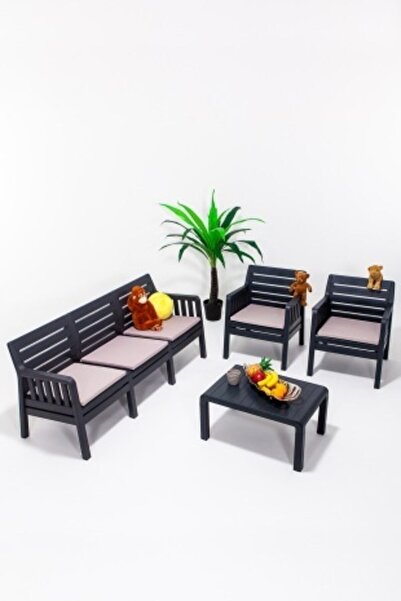 SANDALİE Lara 3 1 1 S Bahçe Takımı Balkon - Bahçe - Teras Mobilyası / Antrasit