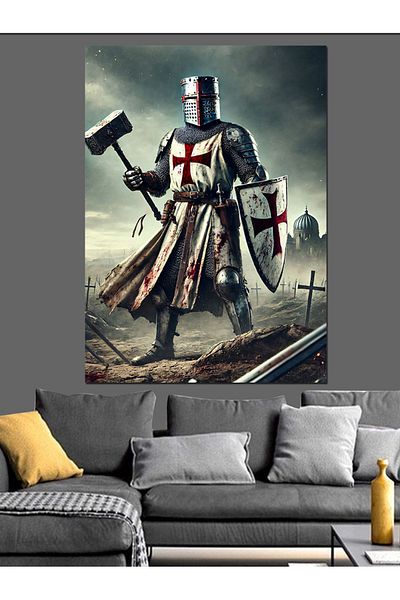 Tablomega Pânză decorativă cu ilustrație de cavaler crucișător - pictură din lemn MDF