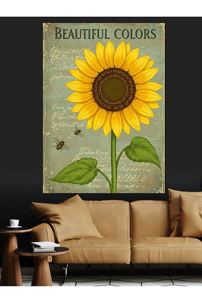 Tablomega Colorful Sunflower Painting Decorative Canvas - Mdf Wooden Painting