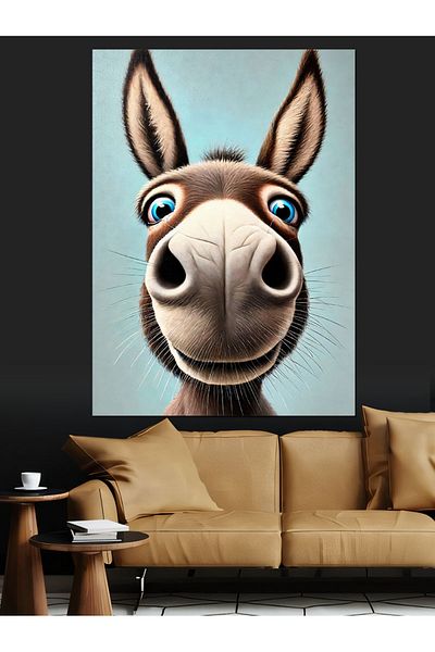 Tablomega Cute Donkey and Smile Decorative Canvas - Mdf Wooden Painting