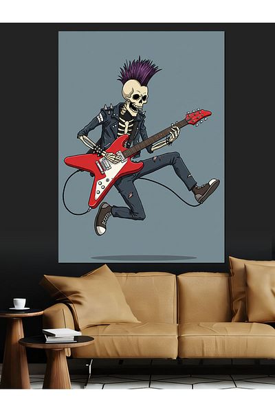 Tablomega Pânză decorativă Skeleton Rocker și chitară - Lemn MDF