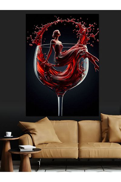 Tablomega Wine in a Glass Woman Decorative Canvas - Mdf Wooden Painting