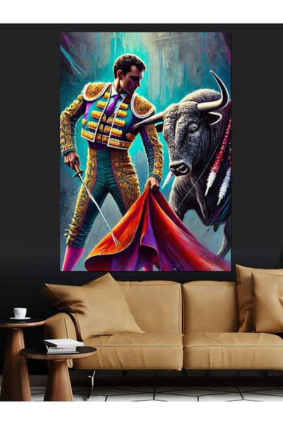 Tablomega Pânză Decorativă Matador și Taur - Lemn MDF