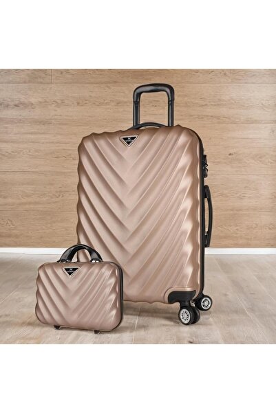 My Valice Lotus Abs Orta Ve Makyaj Boy Gold 2'li Valiz Seti