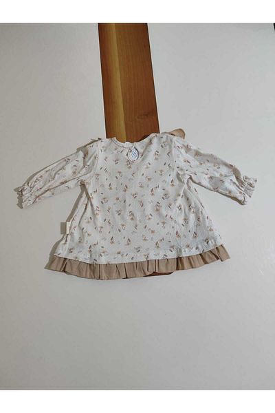 Necix's Baby Girl Dress with Flower Patterned Collar and Long Sleeve Ruffle Skirt