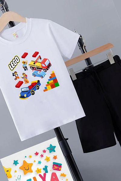 Belya Kids Wear Lego Design Children's model - Lower Top Shorts and T-shirt Set