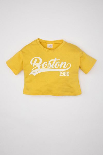 DeFacto Printed Short Sleeve T-Shirt for Baby Girl - Crew Neck C9492A524SM