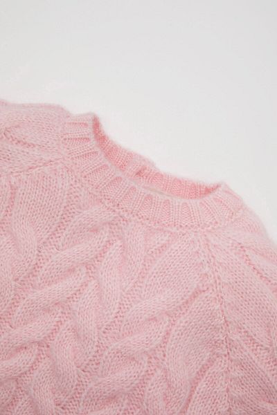 DeFacto Baby Girl Light Pink Crew Neck Knitted Patterned Knitwear Sweater D0354A524Au