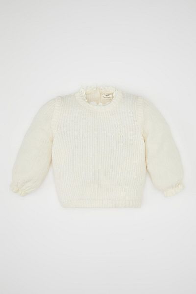 DeFacto Baby Girl Crew Neck Knitted Patterned Knitwear Sweater C8277A524Wn