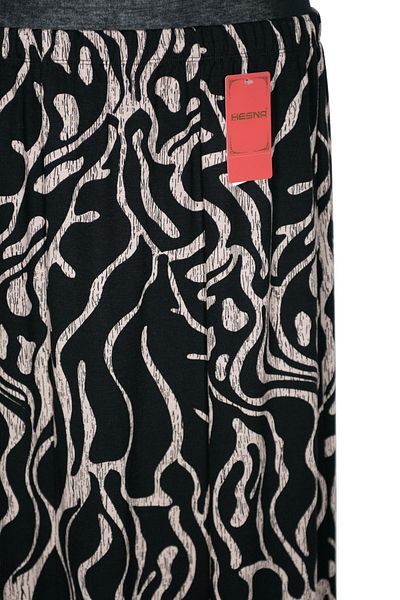 HESNA Women's Ecem Oversize 8 Piece Elastic Black Skirt D36