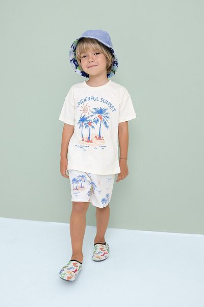 DeFacto Baby Boy 2-Piece Set Palm Pattern Short Sleeve T-Shirt Shorts C9209A524Sm