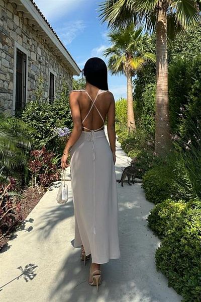 Moka Shopin MokaShopin Emaline Φόρεμα σιφόν με ανοιχτή πλάτη 2465-08
