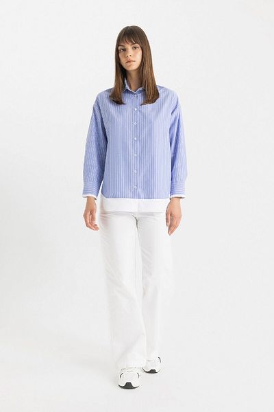 DeFacto Poplin Striped Relax Fit hosszú ujjú tunika ing - C9431AX24SM