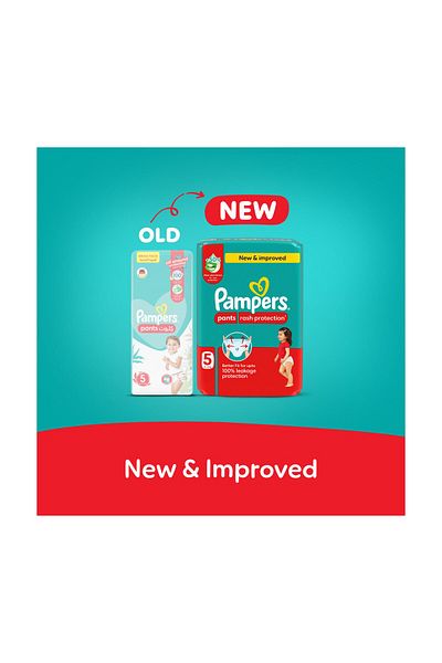 Pampers Rash Protection Pants, Size-5, 12-18kg, 96 Count, +50% Aloe Lotion, 360° Leak-Free Fit