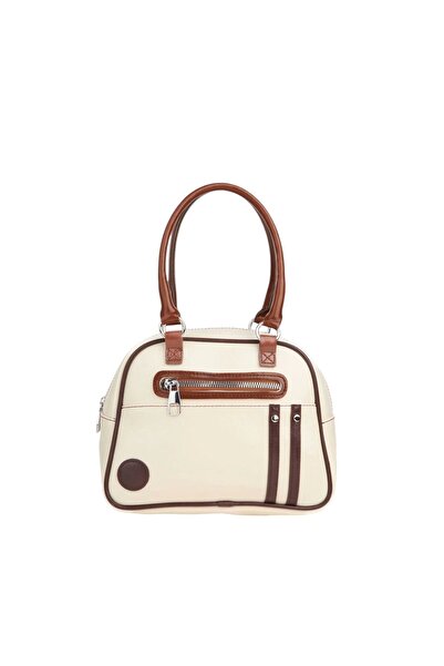 Glemix Lony Krem Retro Spor Bowling Kadın Omuz Çantası