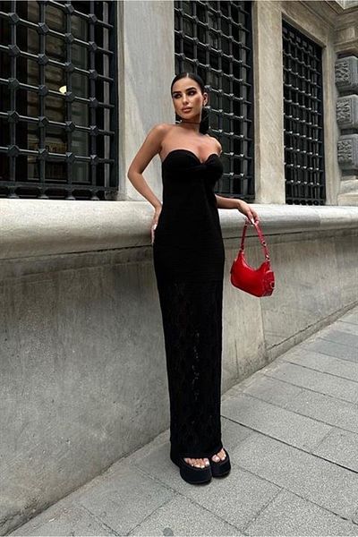 Modayakamoz Eudora Openwork Strapless Dress 2771