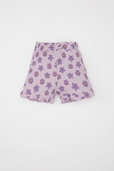 DeFacto Floral Print Waffle T-Shirt and Shorts 2 Pieces Set for Baby Girl - C8667a524sm