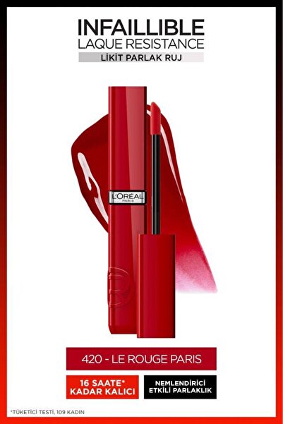 L'Oreal Paris Infaillible Laque Resistance Likit Parlak Ruj - 420 Rouge Paris