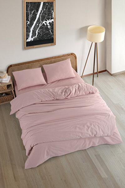 Karden Flower Set de husă de pilotă dublă, simplă, 100% bumbac - Roz uscat