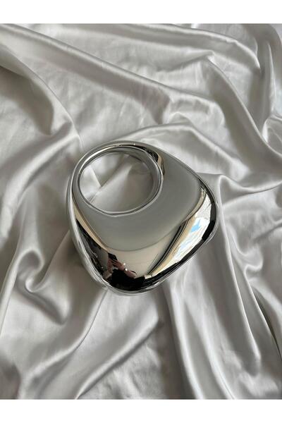 Mia Collection Geanta de mana si dama model oglinda argintie