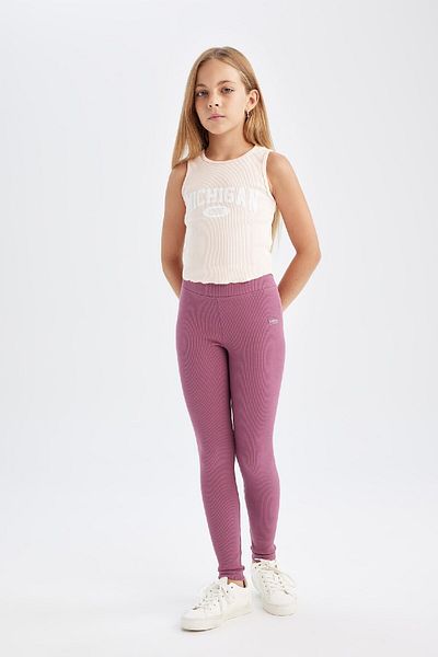 DeFacto Girl's Standard Size Ribbed Camisole Labeled Navy Blue Tights D0746A824Au