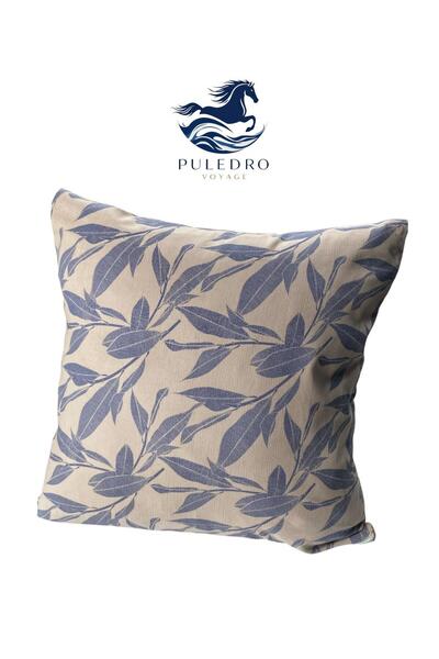 Puledro 45X45 Bay Leaf Patterned Velvet Throw Pillow Cover Soft Textured, Dec...
