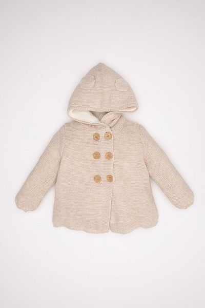 DeFacto Baby Girl Knitwear Fleece Inside Hooded Buttoned Cardigan A4071A524Au