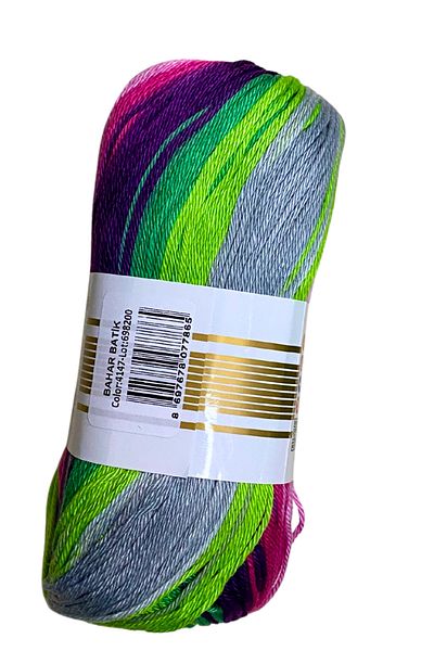 Alize Green Cotton Hand Knitting Yarn, Tie Dye Mercerized, Skirt, Blouse, Pareo, Amigurami