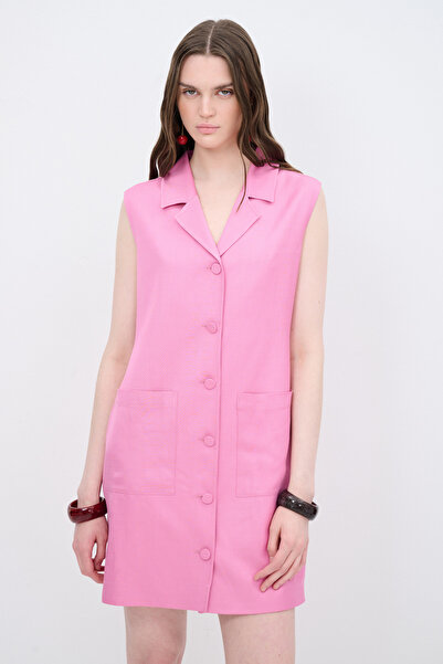 Love My Body Keten Kolsuz Gömlek Elbise