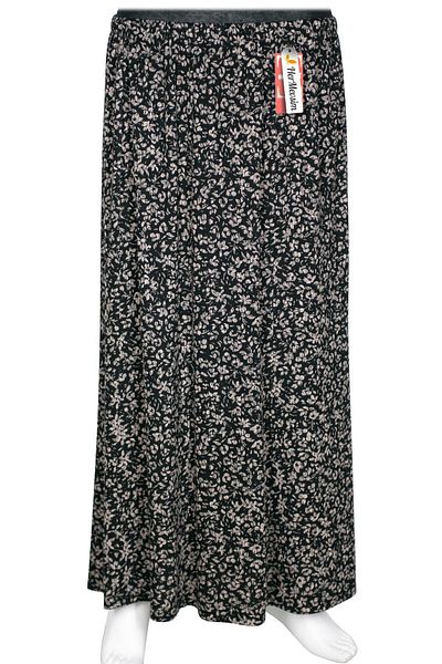 HESNA Women's Ecem Oversize 8 Piece Elastic Black Skirt D34
