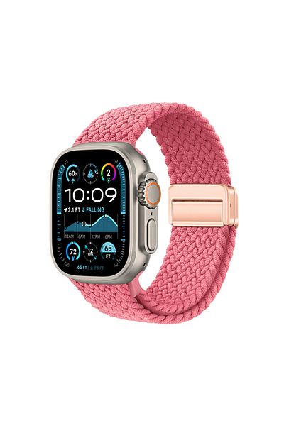 zore Watch Ultra 49mm Cppl Krd-134 Mesh Design Straw Cord Strap Strap - Pink