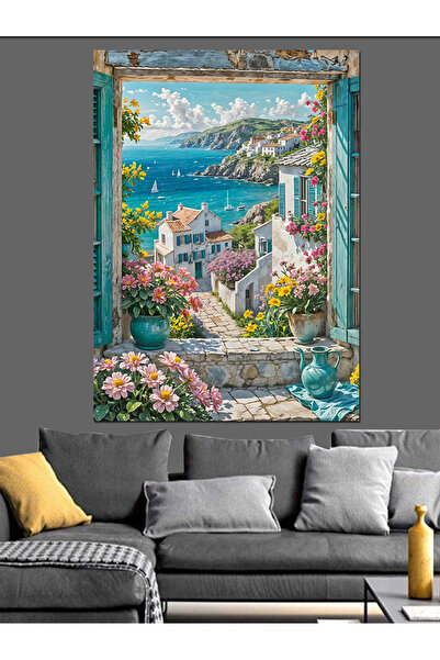 ekart Yazlık Evleri Ve Deniz Dekoratif Kanvas - Mdf Ahşap Tablo