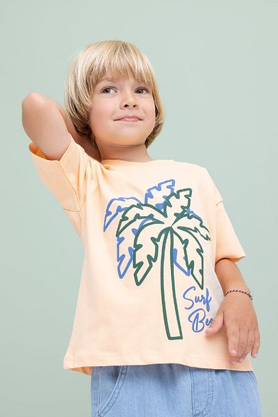 DeFacto Baby Boy - Crew Neck Palm Printed T-Shirt C9188A524Sm
