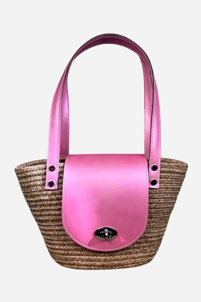 MaVaux Lily Işıltı serija Prava koža torba od jute i slame izgleda kao unutra...