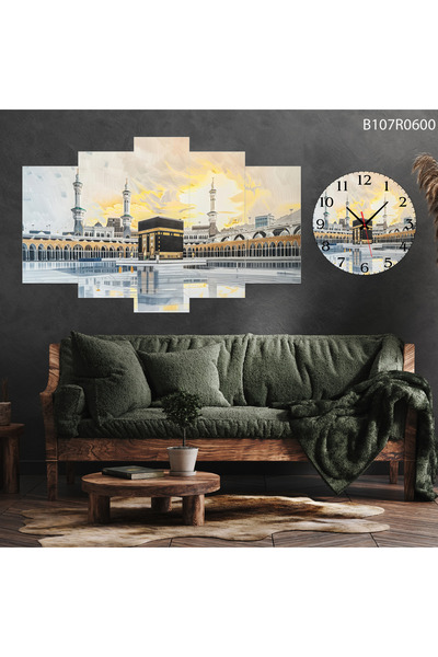 A2ZTR Tablo Duvar Mdf Tablo 5 Parça Set Ve Saatli