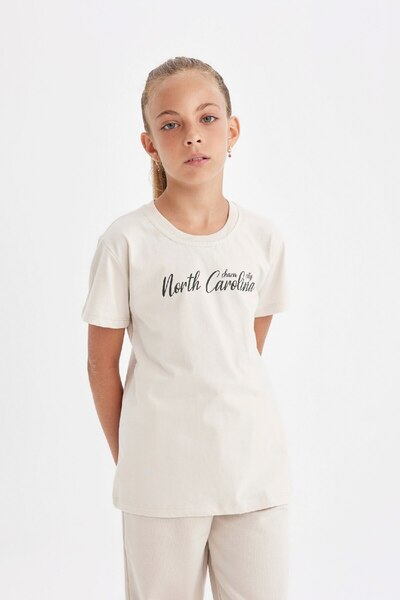 DeFacto Girl's Crew Neck Text Printed Short Sleeve School T-Shirt C8460A824Au