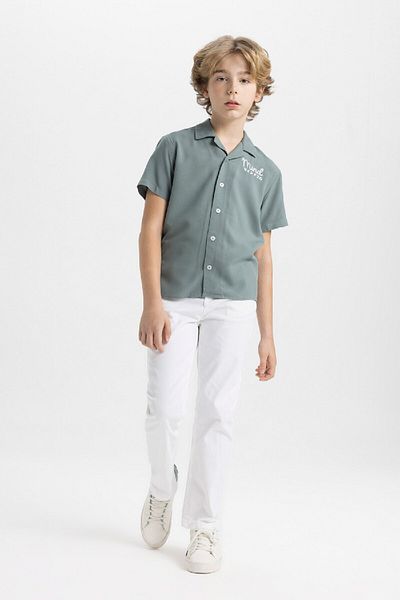 DeFacto Boy's Viscose Short Sleeve Polo Shirt - Oversize, Sleeves, Viscose D0830A824Sm