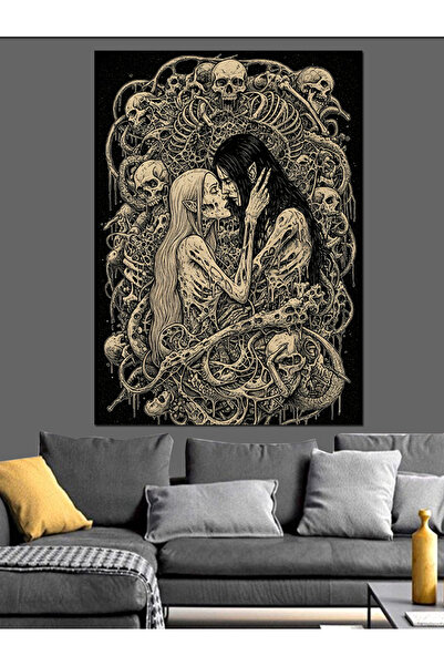 ekart İskelet Aşıklar ve Gotik Duygular Dekoratif Kanvas - Mdf Ahşap Tablo