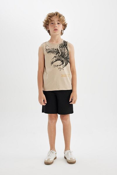 DeFacto Boy's 2-Piece Set Crew Neck Printed Athlete Shorts C9859A824Hs