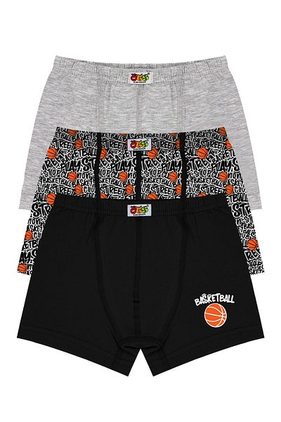 Öts Boy's 3-Piece Colorful Basketball Printed Cotton Lycra Boxer