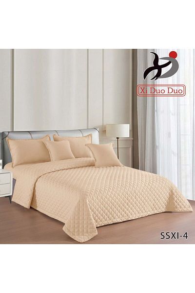 XI DUO 6 Pieces King Size Duvet Cover Set 230 x 250 cm Reversible Double Solid Color All Season Bedding Set