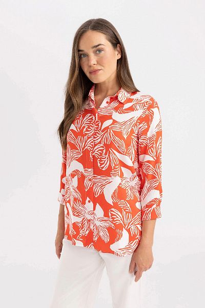 DeFacto Loose Fit Patterned Long Sleeve Shirt U3684AZ24SM