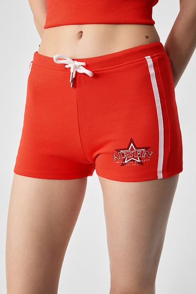 GRIMELANGE Maryam Women's Printed Slim Fit Red Shorts