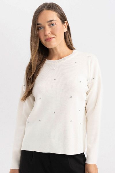 DeFacto Regular Fit Crew Neck Stone fekete kötöttáru pulóver R0726az24wn