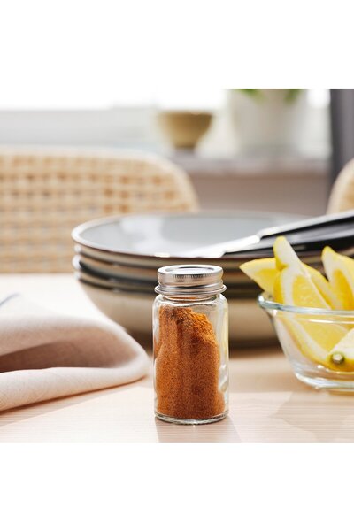 IKEA Guldfisk Spice Jar 6 Cl – Clear Glass & Stainless Steel, 8x4 Cm