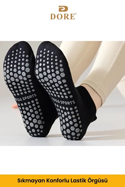 Dore Original Unisex Booties Model 3 Pairs White Non-Slip Sole Non-Slip Comfort Socks for Pilates Yoga