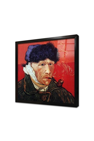 Tablosan Autoportret de Van Gogh, pictură pe sticlă înrămată cu ureche decupată