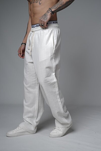 king brich Φαρδύ ίσιο λινό παντελόνι