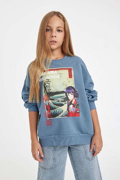 DeFacto Dívčí mikina Hatsune Miku - Relax Fit, Crew Neck, Soft Pile D1120A824Au