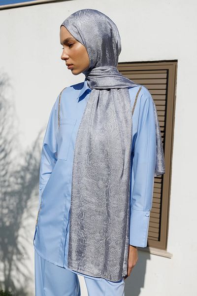 Mooncorn Moren Pattern Shine Line Shawl Gray-Grey